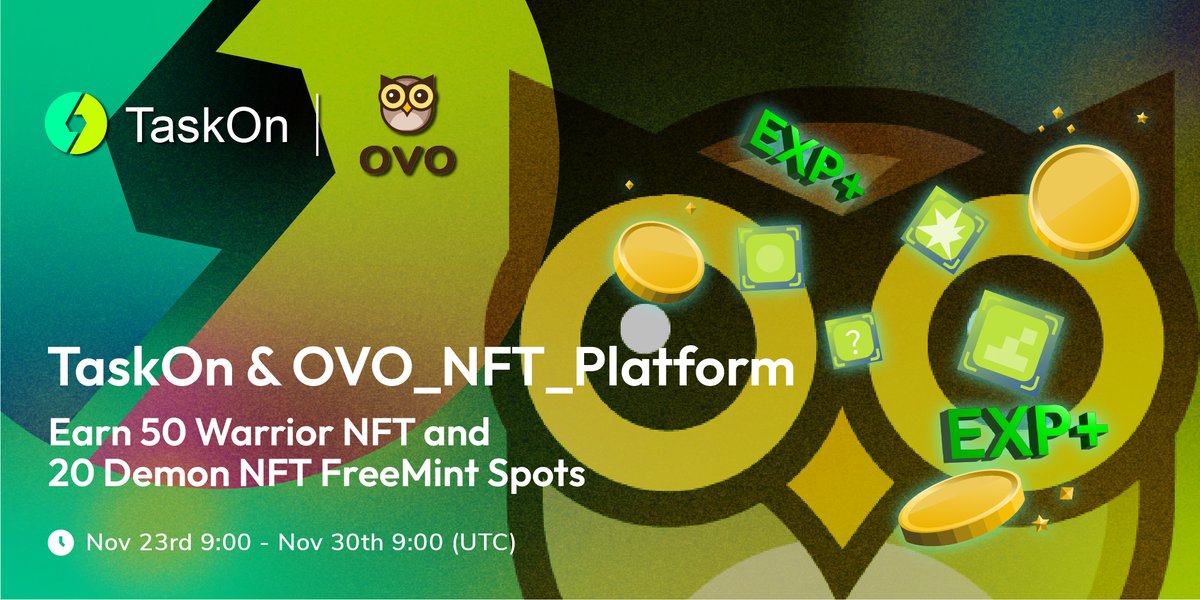 taskonxyz's tweet photo. 🤗We are glad to collaborate with @ovo__official, the largest #Web3 #NFT platform in Japan. Our BIG joint #giveaway is LIVE now!

🎁 50 Warrior #NFT &amp; 20 Demon #NFT FreeMint Spots
⏰ Nov 23rd 9:00 - Nov 30th 9:00 (UTC) 
 
🎯Jump in👉https://t.co/uPXOsoT6ua https://t.co/gAEqXEtDqC