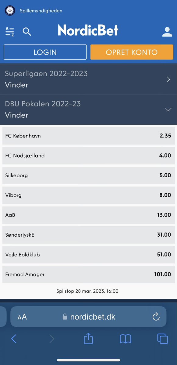 Jeg tilbyder odds 1001 på at Fremad Amager vinder pokalen…. <a href="/DK_NordicBet/">NordicBet Danmark</a>