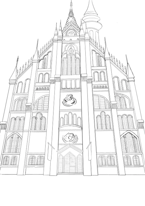 背景美塾の「デジタル美塾」のパース定規を使って
背景を描いてみました。
あと細かな質感を書き足して、キャラを描いてみようと思います。アニメ「無職転生」の資料集からミリシオンのギルドを3点透視で描いてみました。
#無職転生 
#背景美塾 