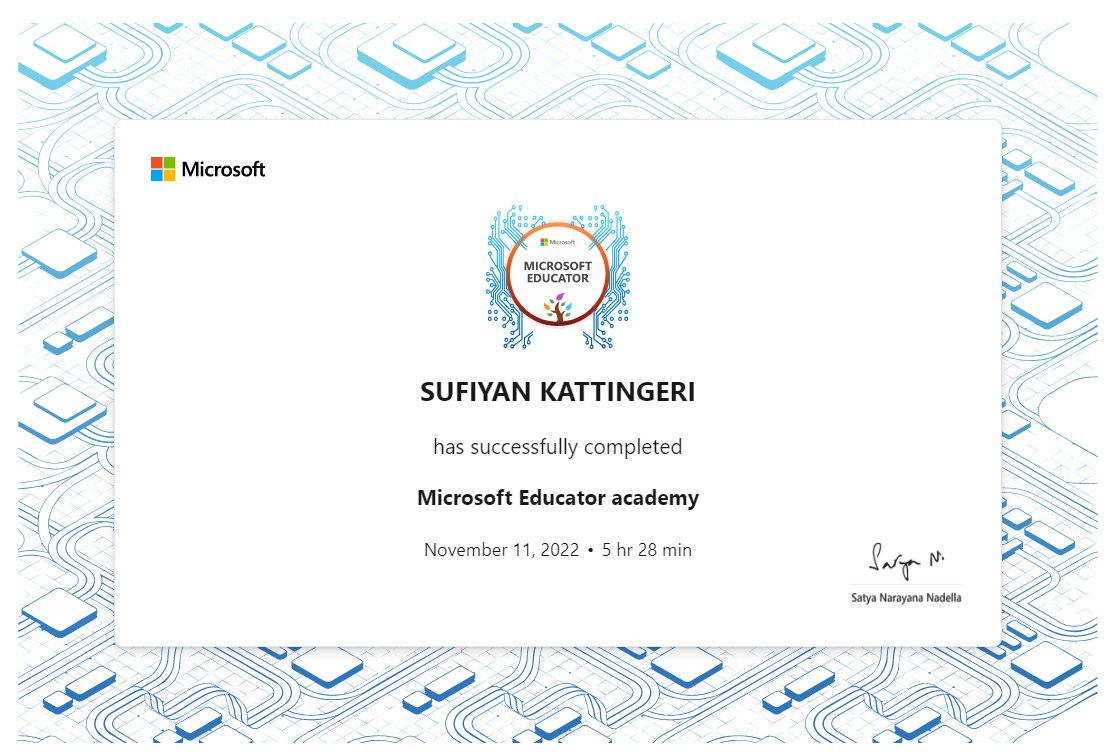 Sufiyan Siddique (@sufiyankatting2) on Twitter photo Today I earned my "Microsoft Educator academy" trophy! I’m so proud to be celebrating this achievement and hope this inspires you to start your own <a href="/MicrosoftLearn/">Microsoft Learn</a> journey!
learn.microsoft.com/en-us/training… #MSLearnTrophy Today I earned my "Microsoft Educator academy" trophy! I’m so proud to be celebrating this achievement and hope this inspires you to start your own <a href="/MicrosoftLearn/">Microsoft Learn</a> journey!
learn.microsoft.com/en-us/training… #MSLearnTrophy