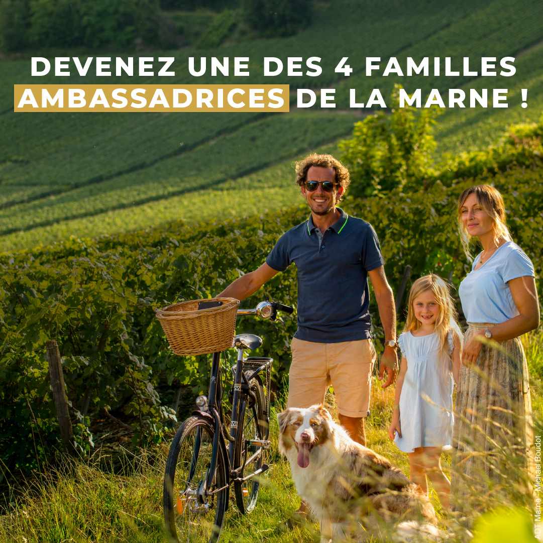L'ADT #Marne est à la recherche de familles ambassadrices du territoire 🍾😁
Vous aimez les #découvertes et partager vos trouvailles avec vos amis ? Vous souhaitez passer de beaux moments en #famille ? 
N'hésitez plus et tentez votre chance de pour devenir une de nos 4 familles🥰