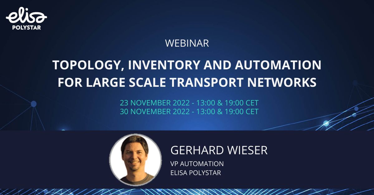 Elisa Polystar (@elisapolystar) on Twitter photo Join us today for our #webinar on the #topology, inventory & #automation of large-scale transport #networks. Register here: bit.ly/FRINXwebinarNo… to see Gerhard Wieser (<a href="/G_wieser/">Gerhard Wieser</a>), VP Automation at Elisa Polystar, sharing insights on these topics. Join us today for our #webinar on the #topology, inventory & #automation of large-scale transport #networks. Register here: bit.ly/FRINXwebinarNo… to see Gerhard Wieser (<a href="/G_wieser/">Gerhard Wieser</a>), VP Automation at Elisa Polystar, sharing insights on these topics.