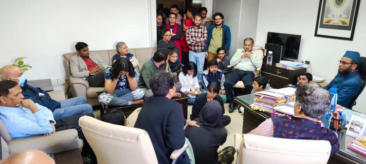 amolshailesh's tweet photo. Drastic turn of events at the South Asian University after the institute expels students for participating in protests demanding for stipend hike. Rusticated student suffered cardiac arrest at 5:00 am. https://t.co/GCBptjPQ0n