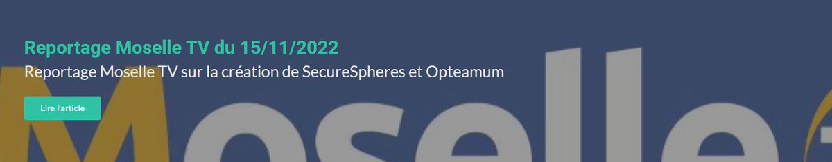 opteamumfr's tweet photo. Opteamum et SecureSpheres sur Moselle TV. Venez découvrir le reportage effectué dans nos locaux. 😉 
https://t.co/ErIKJ88vow
https://t.co/TsFeKdu6CW https://t.co/PSHFLi3q3p