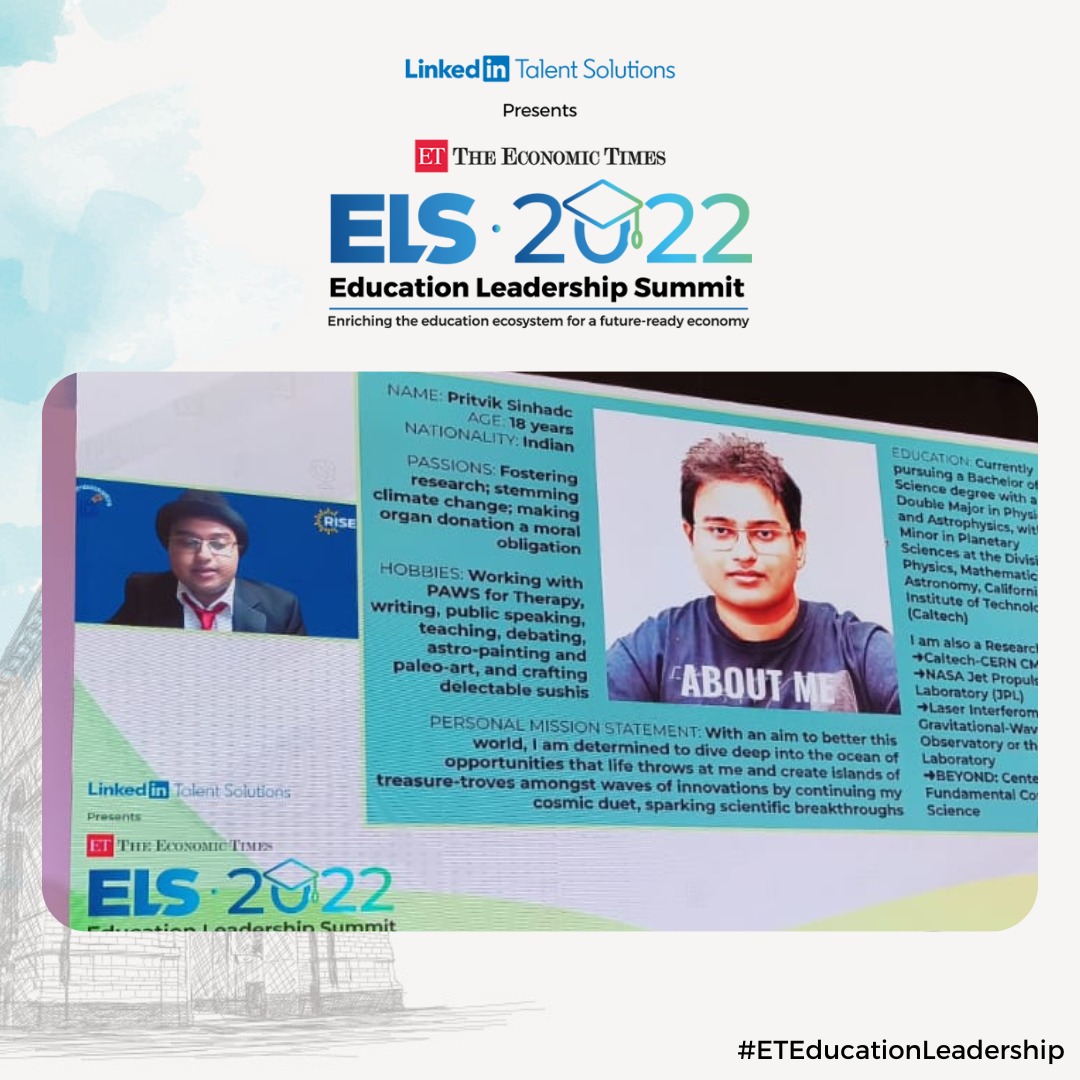 ET_Government's tweet image. @PritvikSinhadc, Winner 2021 - Rise Program by @SchmidtFutures joined us virtually at #ETEducationLeadership Summit! 🎓
To know more, visit bit.ly/3hKeZzv
#ETEducationLeaqdership #highereducation #technology #digitisation
#skilldevelopment #learning