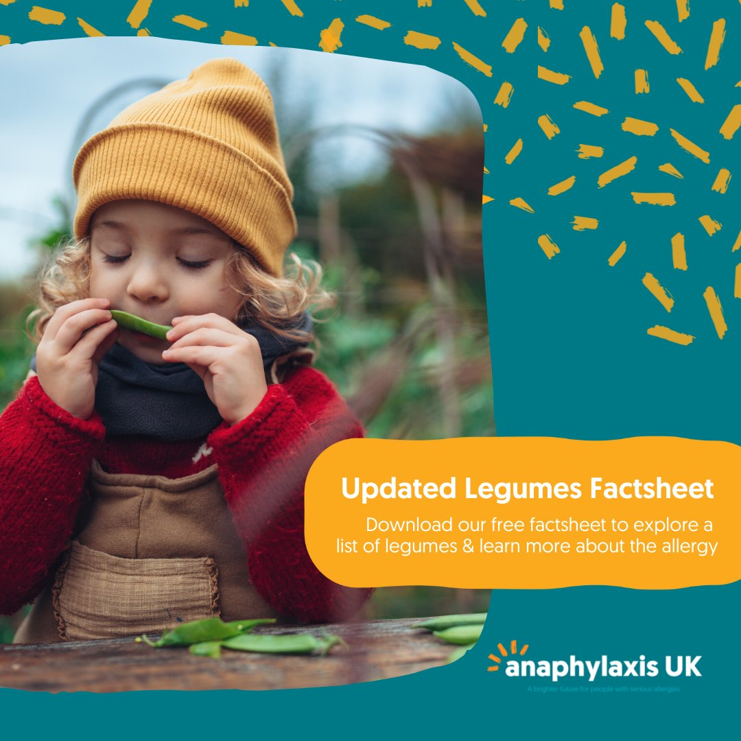 Download our Legumes & Pulses Allergy factsheet for a list of legumes and the products you might find them in. Remember, it is rare that you would need to avoid many of these. It’s very unusual to react to all legumes. Find out more: anaphylaxis.org.uk/fact-sheet/leg…