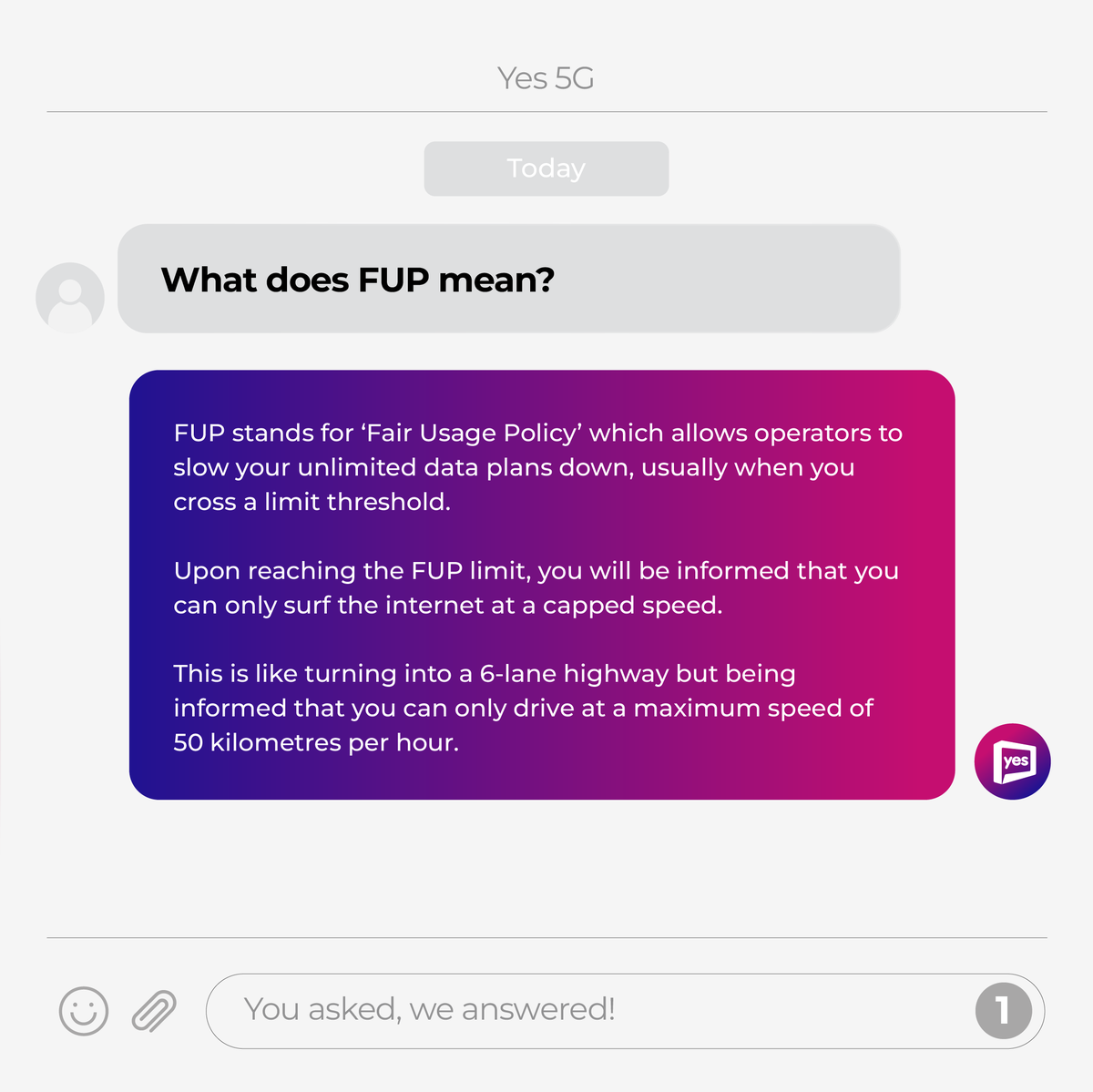 Yes_Telco's tweet photo. We hear you! Swipe to find out the solutions to some frequently asked questions about our Yes 5G plans! 

#SwitchToYes5G now with our Yes Infinite+ plan or our Yes Wireless Fibre 5G plan. Get it now: https://t.co/6tmz5QcKYW

#Yes5G #Yes5GForAll #yesft5g #FirstTo5G https://t.co/ITZkv8Ec7Y