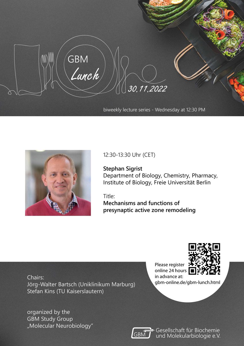 GBM e.V. (@gbm_ev) on Twitter photo Save the date: 57th #GBMLunch on Nov 30, Stephan Sigrist from <a href="/FU_Berlin/">Freie Universität</a> on “Mechanisms and functions of presynaptic active zone remodeling”, organized by GBM study group #MolecularNeurobiology, more information and registration at gbm-online.de/gbm-lunch.html Save the date: 57th #GBMLunch on Nov 30, Stephan Sigrist from <a href="/FU_Berlin/">Freie Universität</a> on “Mechanisms and functions of presynaptic active zone remodeling”, organized by GBM study group #MolecularNeurobiology, more information and registration at gbm-online.de/gbm-lunch.html