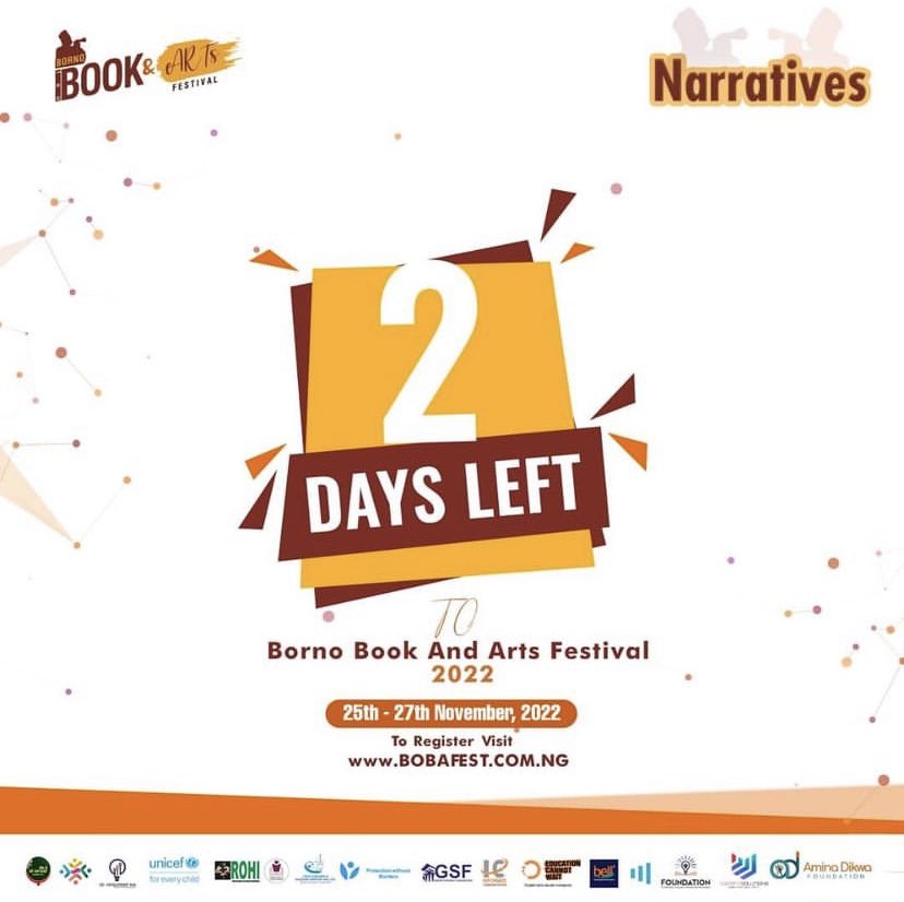 infocom_ng's tweet photo. 2 DAYS TO GO 

To Register Visit @BornoArt 

#bobafest22 #borno #book #artfestival https://t.co/j10WiOUlsF