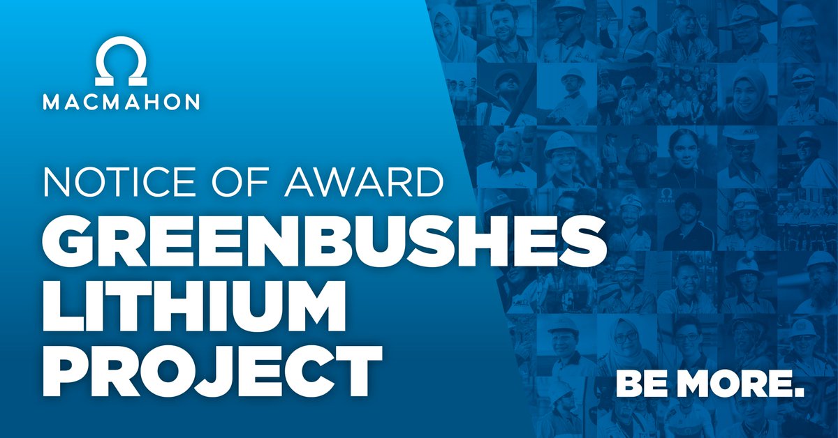 Macmahon_Mining's tweet photo. $MAH We’re thrilled to announce we’ve received a Notice of Award from Talison Lithium for our load and haul mining services at its Greenbushes Lithium Project worth $1.1b in revenue. Exciting times ahead! Read the full announcement https://t.co/oLkv23AyKn https://t.co/BtjMJlxrmj