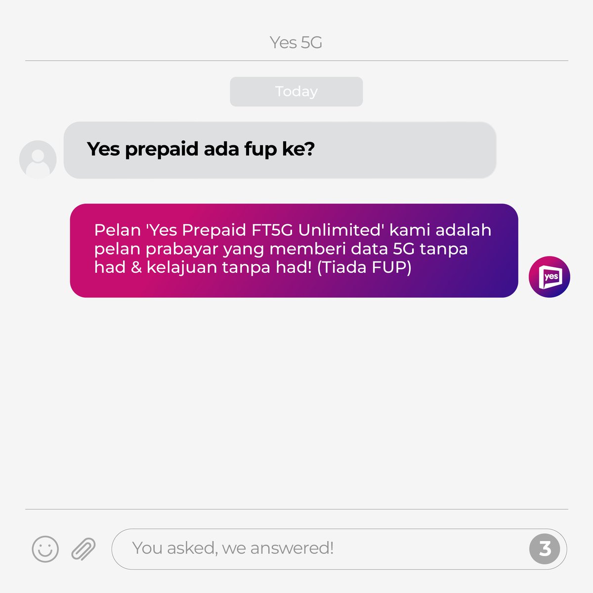 Yes_Telco's tweet photo. We hear you! Swipe to find out the solutions to some frequently asked questions about our Yes 5G plans! 

#SwitchToYes5G now with our Yes Infinite+ plan or our Yes Wireless Fibre 5G plan. Get it now: https://t.co/6tmz5QcKYW

#Yes5G #Yes5GForAll #yesft5g #FirstTo5G https://t.co/ITZkv8Ec7Y