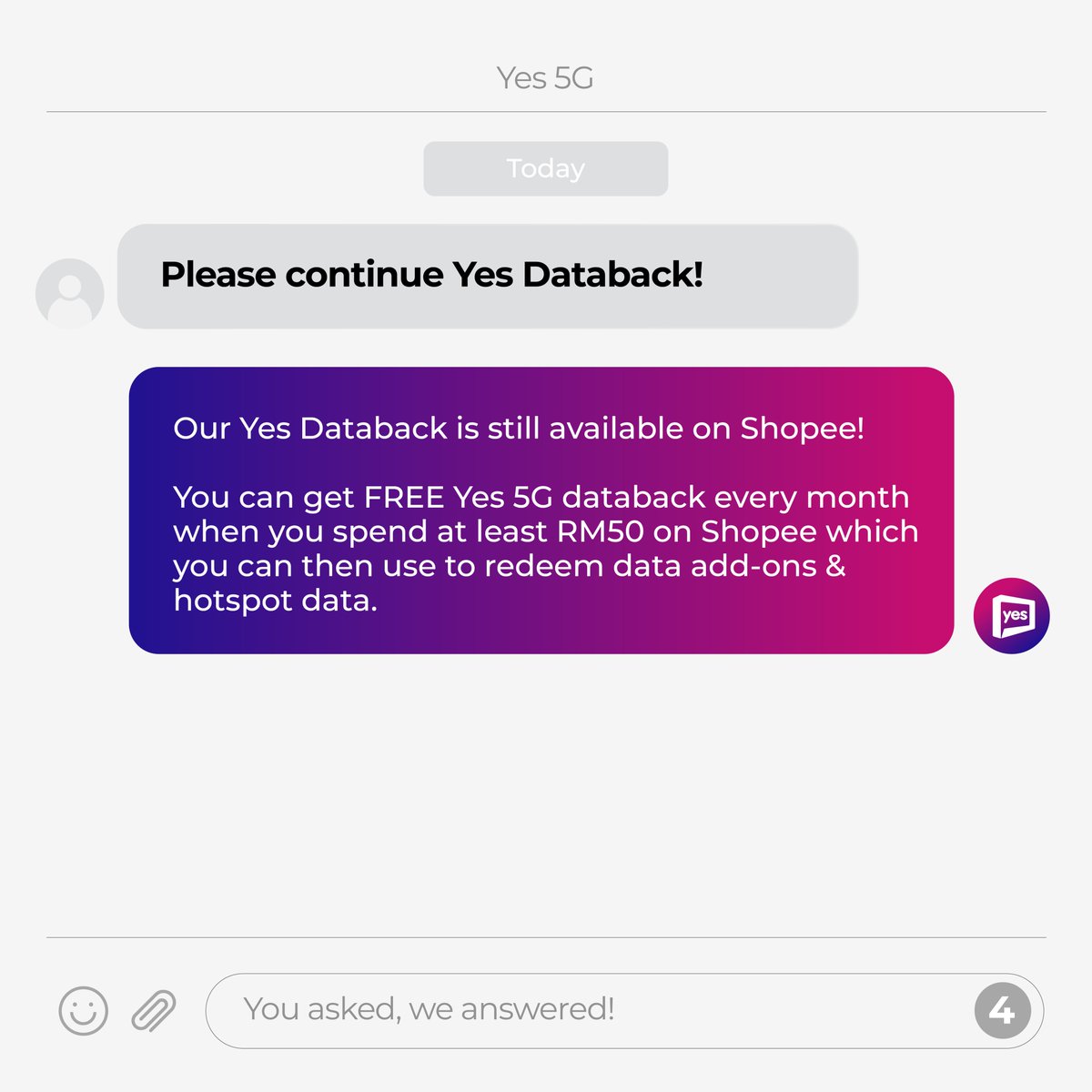 Yes_Telco's tweet photo. We hear you! Swipe to find out the solutions to some frequently asked questions about our Yes 5G plans! 

#SwitchToYes5G now with our Yes Infinite+ plan or our Yes Wireless Fibre 5G plan. Get it now: https://t.co/6tmz5QcKYW

#Yes5G #Yes5GForAll #yesft5g #FirstTo5G https://t.co/ITZkv8Ec7Y