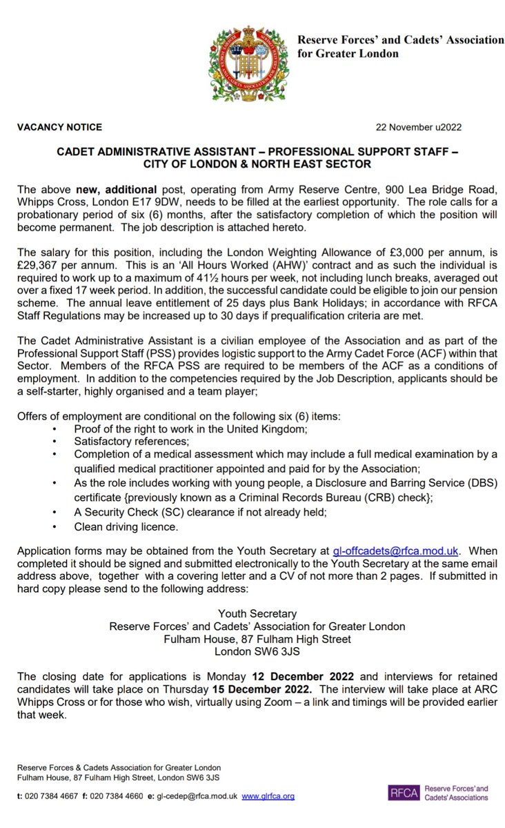 garrytooey's tweet photo. Come work for us at @GLRFCA and @ACF_NELondon - our new 3rd CAA post is advertised now! @HonColCityNEACF @Cadets_london https://t.co/YwqnLySPkl