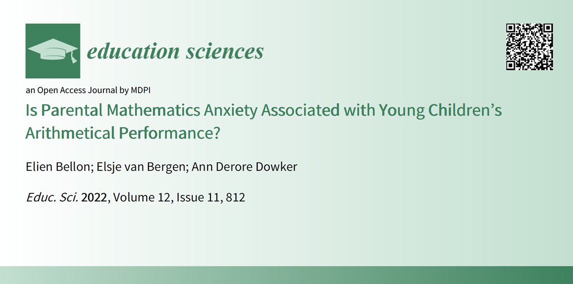 elienbellon's tweet photo. Is Parental Mathematics Anxiety Associated with Young Children’s Arithmetical Performance?
We investigated this in 83 biological mother-father-preschooler trios! https://t.co/cWa9AgSIpA