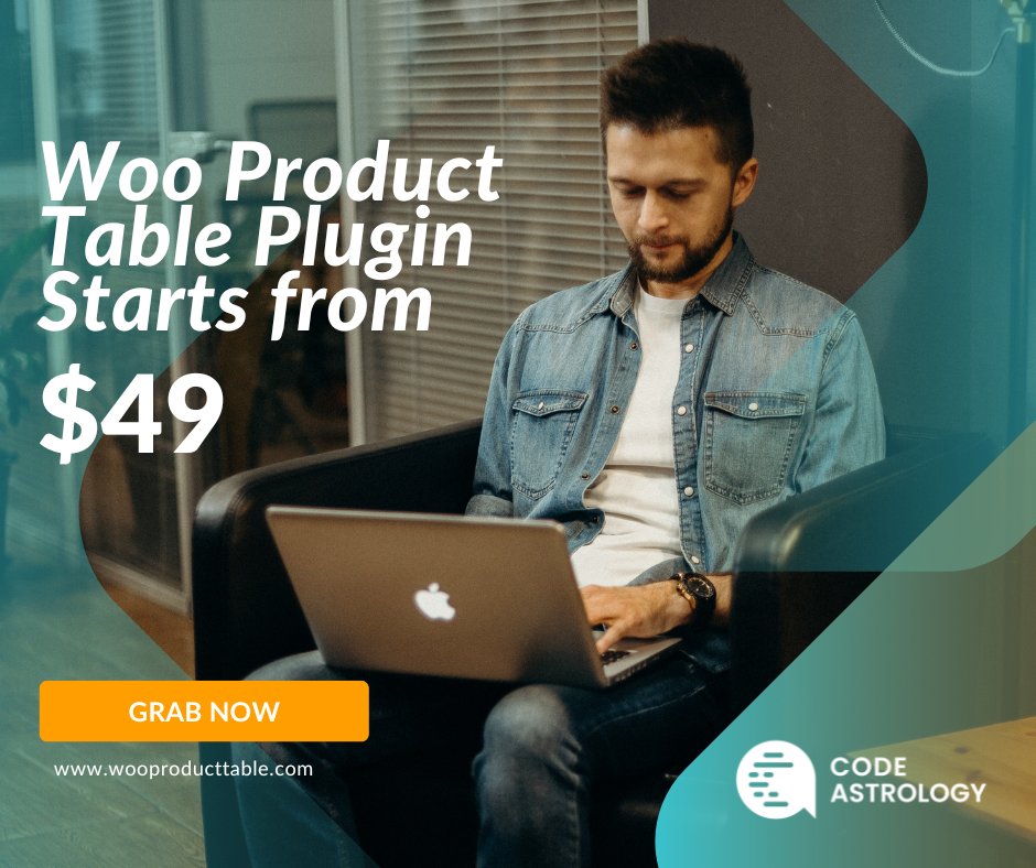 CodeAstrology's tweet photo. Woo Product Table plugin now starts from just 49$!
This plugin helps you quickly and easily create beautiful product tables in your WooCommerce Store.
✅ Grab your product: https://t.co/IuKDyh60Ig
#woocommerce #woocommercewordpress #woocommercestore https://t.co/bWPLIPVlEh