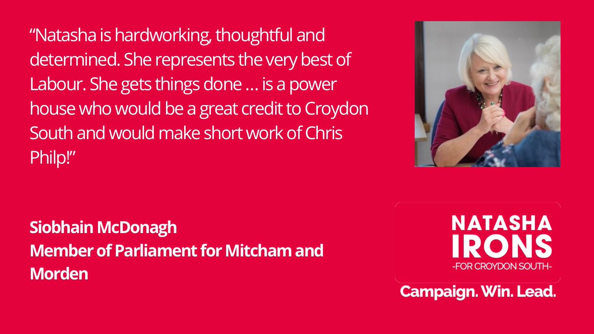 NDIronsMP's tweet photo. Everyone in Mitcham and Morden knows someone who has been helped by @Siobhain_Mc she is the kind of MP I want to be. Committed, principled and always there for us. It is an honour to have her support #mpoftheyear https://t.co/GguHSgTMux