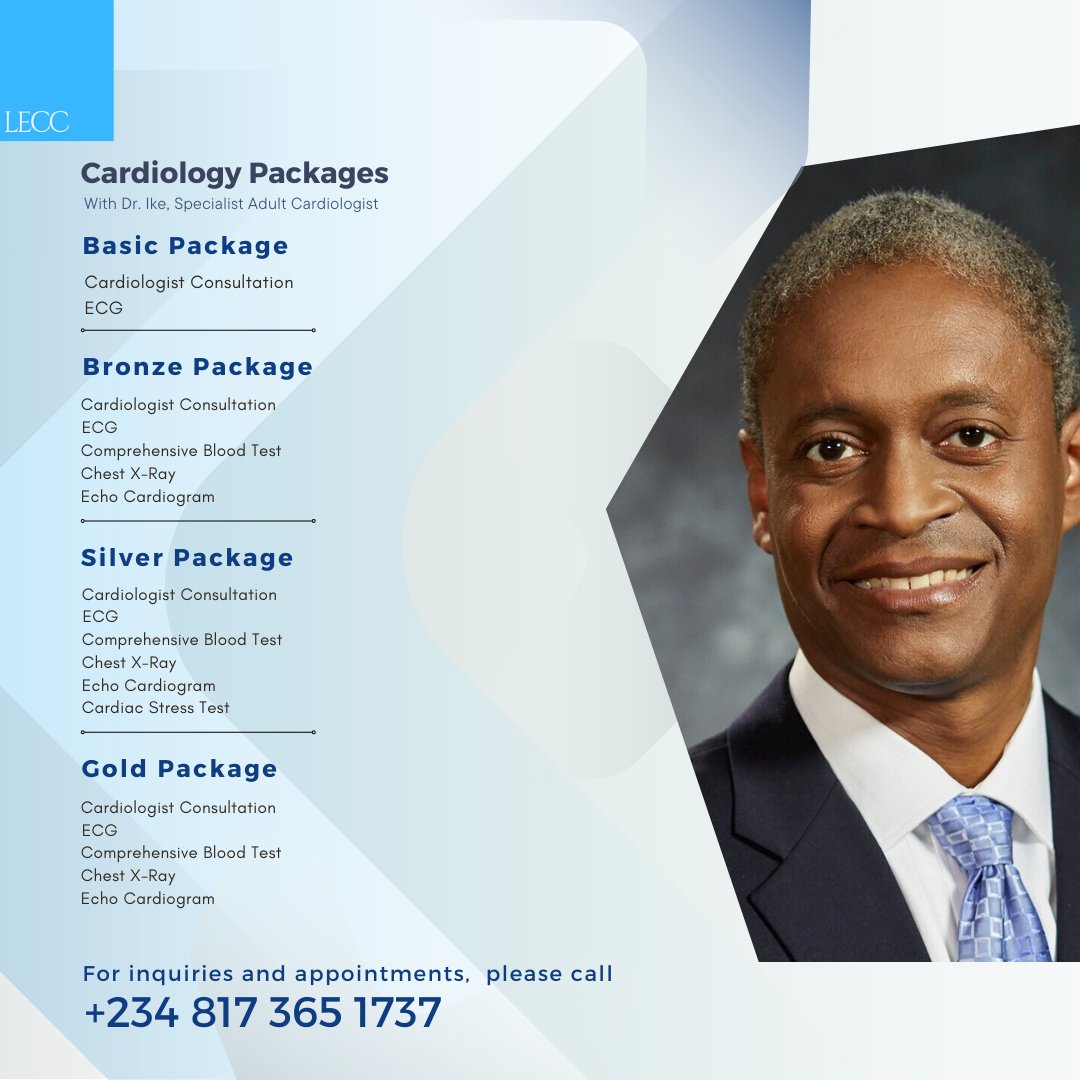 LECCENTRE's tweet photo. As experts in cardiac, vascular and thoracic clinical sciences, LECC has an array of primary, secondary and tertiary services available to our esteemed patients and partners. Here are our Primary Cardiology Packages at LECC with UK-trained, Dr. Ike,  Physician Cardiologist. https://t.co/TsXNIRoKYQ