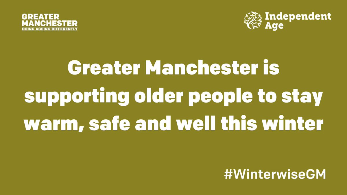 📢 Greater Manchester is supporting older people to stay warm, safe and well this winter. More tips and advice are available from our Winterwise guide 👉 buff.ly/3VmYIiN #WinterwiseGM