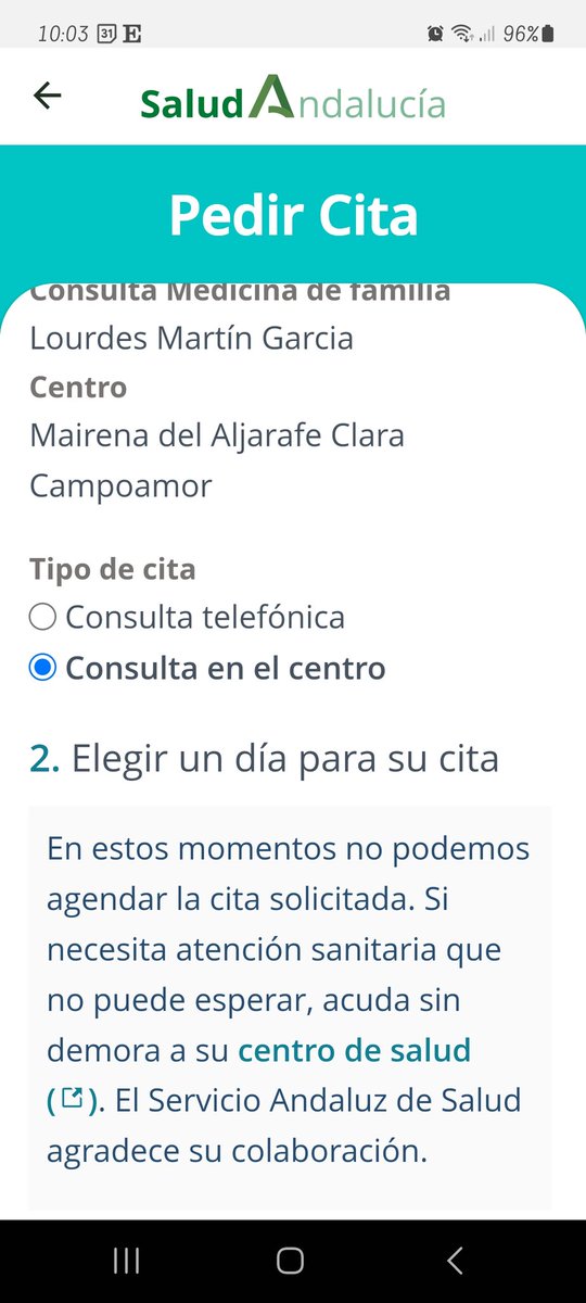 emeuve41's tweet photo. Y seguimos, ésta es la respuesta que a diario tengo cuando busco cita con mi médico de familia. 
#Asíno @JuanMa_Moreno @LinaGarcia_AND https://t.co/EdsRqivMmT