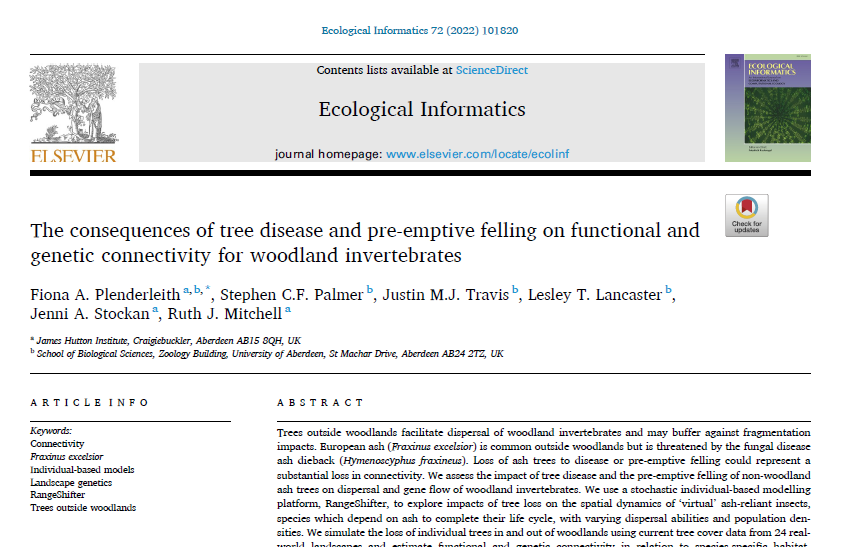 Loss of ash trees reduces landscape connectivity. Bad news for nice invertebrates. Perhaps good news in terms of slowing spread of pests and pathogens?   sciencedirect.com/science/articl…