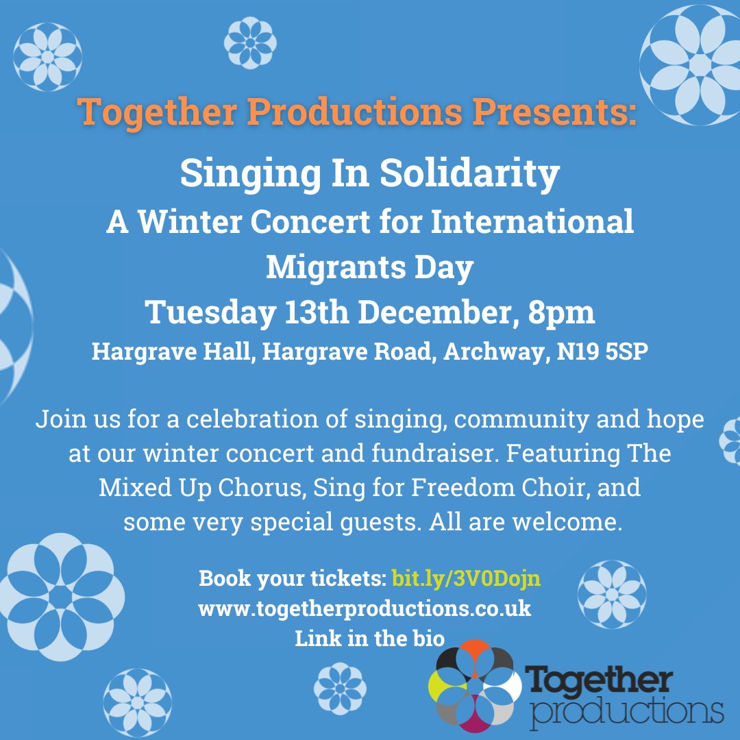We would really love to welcome you to our Winter Concert to mark #InternationalMigrantsDay. Tuesday 13th December, 8pm <a href="/N19Hall/">HargraveHallN19</a>. We can guarantee a warm welcome, uplifting music and delicious refreshments. #refugeeswelcome #choir #community #sanctuary #concert