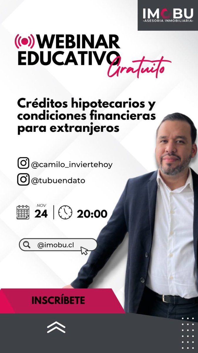 eljuanbolivar's tweet photo. Buen día mi gente, no olviden mañana mi live gratuito por Zoom:
“Créditos hipotecarios para extranjeros en Chile”.
Con toda la información que necesitan sobre ese tema tan importante.
Pueden inscribirse por acá:
https://t.co/WNUAqSzI66
#hazRT
Te espero @midiarioenchile https://t.co/l1MN8Z2rZ1
