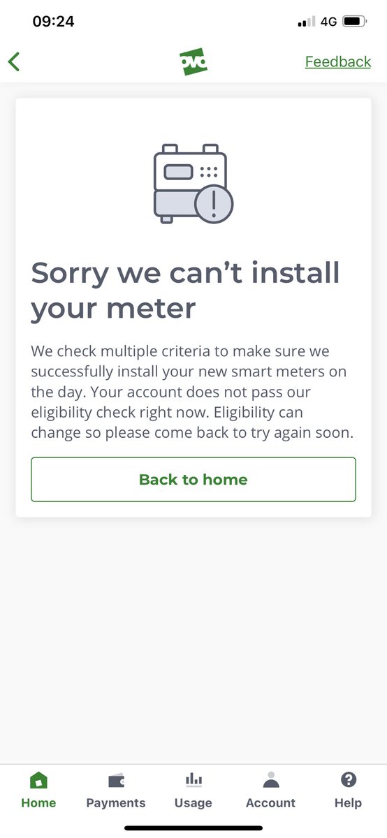 JillDocherty's tweet photo. @OVOEnergy how can I have a smart meter installed? I have called you three times and I’m yet to have a commitment on an appointment. I try and book via the App and here’s the message I receive. What’s going on here? We are in the midst of a energy and cost of living crisis! https://t.co/FcpIu4NRMO