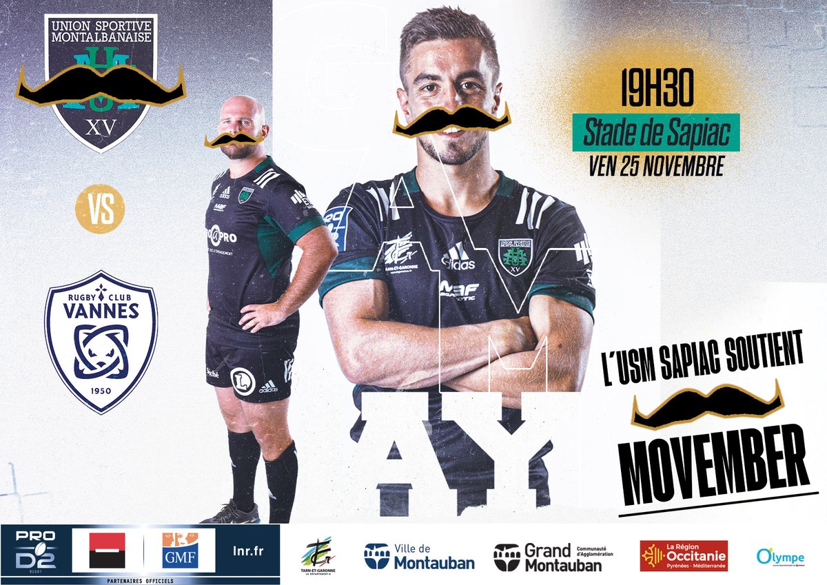 UsmSapiacRugby's tweet photo. ๐๐๐๐๐๐ ๐ ๐๐๐๐๐๐๐๐
L'USM s'associe ร ๐๐๐๐๐๐๐๐ pour le match contre le @RugbyClubVannes ๐ตโช๏ธ
Pour tout billet de match achetรฉ, une partie reversรฉe ร l'asso ๐๐๐๐๐๐๐๐! ๐ฅธ๐ฅธ๐ฅธ
+ d'infos ๐
https://t.co/juUPpMzjf4
#AllezSapiac #USMRCV #Movember https://t.co/VnDS2ca9AG