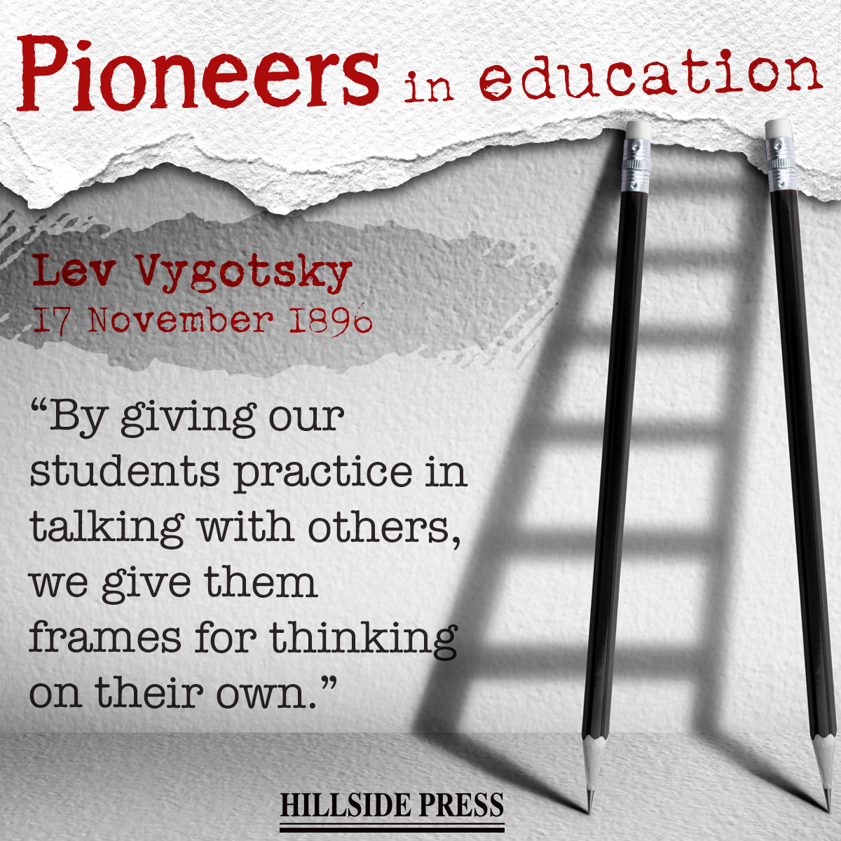 elthillside's tweet photo. Lev Vygotsky is known for his work on psychological development in children. Although he died at the age of 38, his works on the development of language and the relationship between language and thought have become the foundation of much research. https://t.co/UMYTXEZ0yW