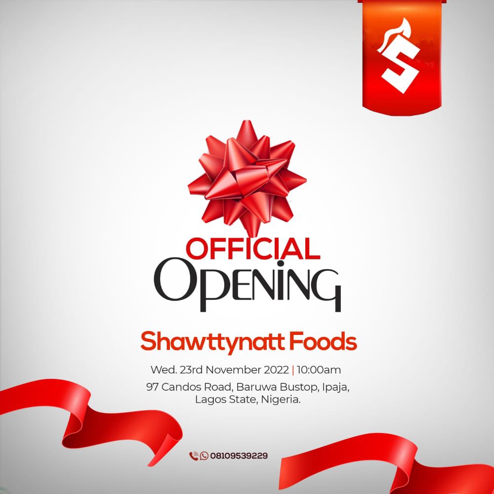 Super excited

Shawttynatt Foods is fully back in business at 97, Candos road, Baruwa bustop, ipaja Lagos. 

Congratulations @TheQueenAminat

#ShawttynattFoods