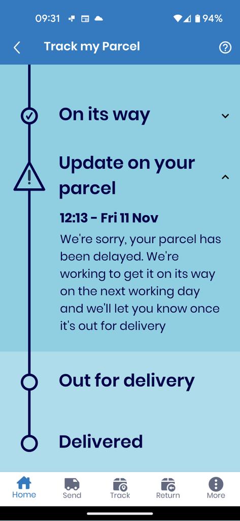 The_gopher1's tweet photo. @boohoo_cshelp ordered a package on the 8th. #EVRI said they have then on the 11th my package is delayed no update. Told my boohoo my package will be with me by the 23rd and still nothing. I'd like my clothes please. https://t.co/G0PTylEJZL