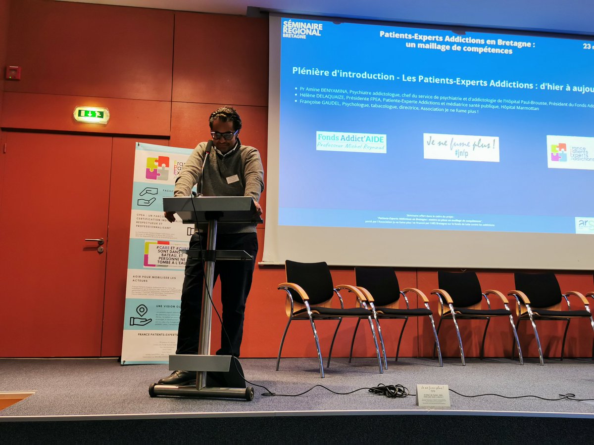 JeNeFumePlus's tweet photo. #peabzh Pr Amine Benyamina @Prabenyamina président @Addict_Aide illustre le rôle essentiel des #patientsexperts dans les parcours de santé sur les troubles addictifs. https://t.co/rqDhpu6563