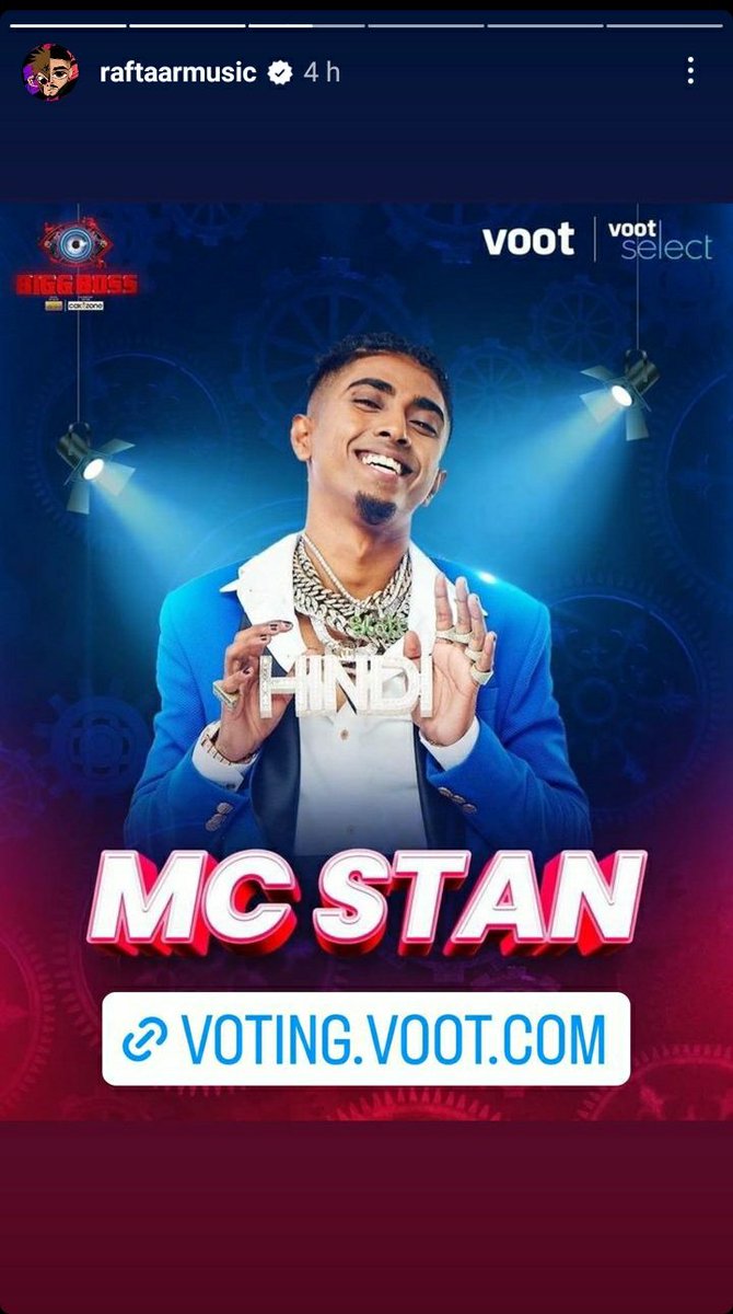 MCStanWorld's tweet photo. .@raftaarmusic and @Its_Badshah Insta story for @MCStanOfficial 🔥
Pura #dhh ka public Stanny ke sath h record voting hogi. 

#MCStan #BB16 #DHH https://t.co/jsCmb94zf1
