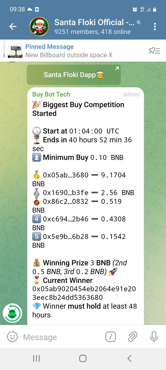 CryptoSavvy2022's tweet photo. Buy competition @Santa_Floki 👀 #Christmas #cryptomarket #holidayseason #bullrun #BitcoinCrash #memecoin https://t.co/zysczycegZ