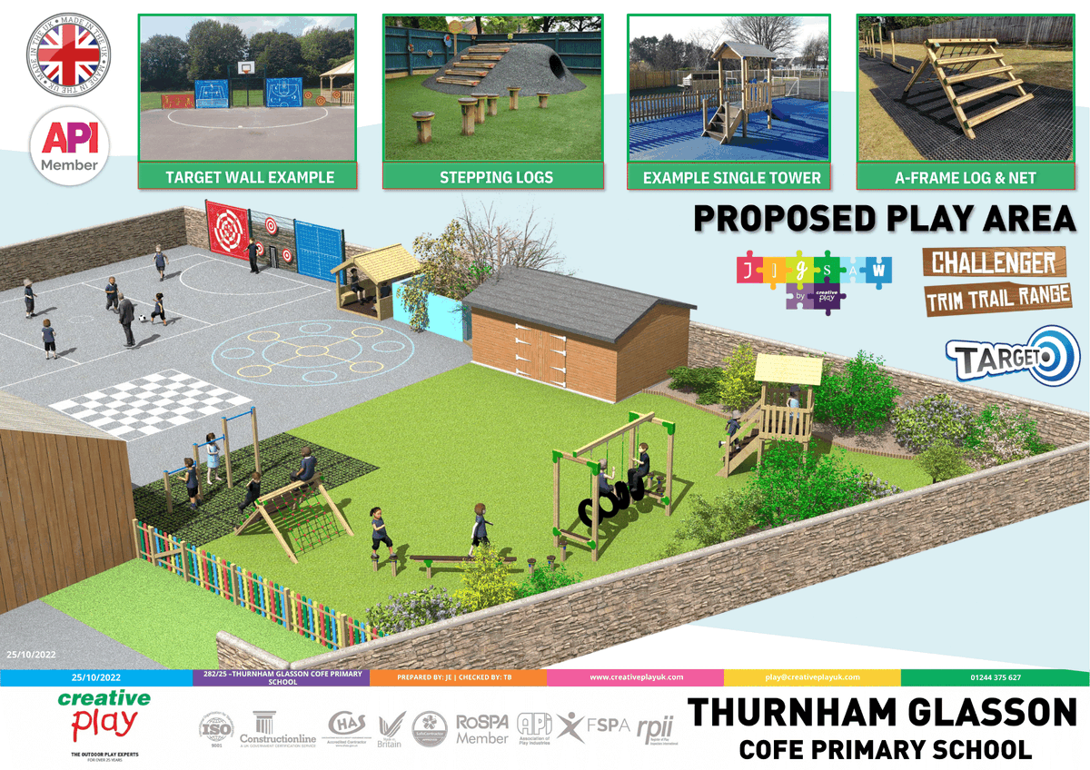 CreativePlayUK's tweet photo. 🤩Including a Trim Trail, Jigsaw lookout tower, Timber Playhouse & more, the pupils will have heaps of fun at @thurnglass_sch, Lancaster - whilst also developing physical, sensory & social skills! 👫 Check back soon for an update on the finished #PlayProject!
#CPWatchThisSpace https://t.co/gTtkieFpbZ