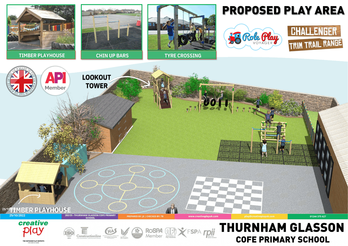 CreativePlayUK's tweet photo. 🤩Including a Trim Trail, Jigsaw lookout tower, Timber Playhouse & more, the pupils will have heaps of fun at @thurnglass_sch, Lancaster - whilst also developing physical, sensory & social skills! 👫 Check back soon for an update on the finished #PlayProject!
#CPWatchThisSpace https://t.co/gTtkieFpbZ