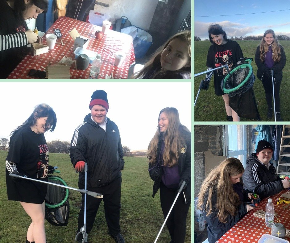 Update from Chit Chat Art <a href="/MarrColOfficial/">Marr College</a> S2/3 at the Bothy.
The group's fireside craft was DIY bird feeders!🦉🐣 Followed by bacon rolls and hot chocolate ☕
Later in the afternoon, the group found litter-covered spots on the beach and filled their bags!