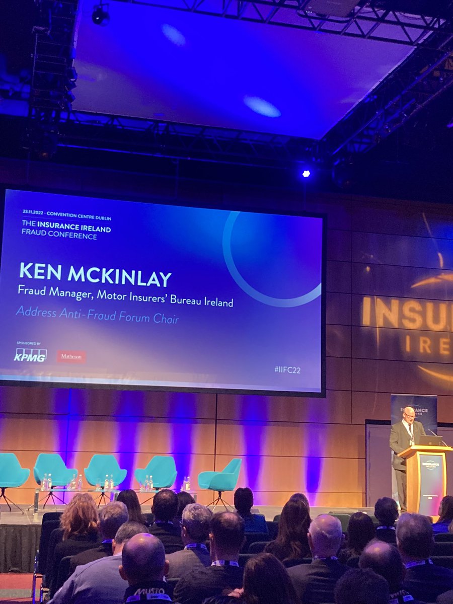 insurance_irl's tweet photo. Next up we have Ken McKinley, chair of the Insurance Ireland Anti-Fraud Forum, followed by David Snow, Managing Director for G4S compliance & investigations. #IIFC22 https://t.co/3mvoaYHu6p