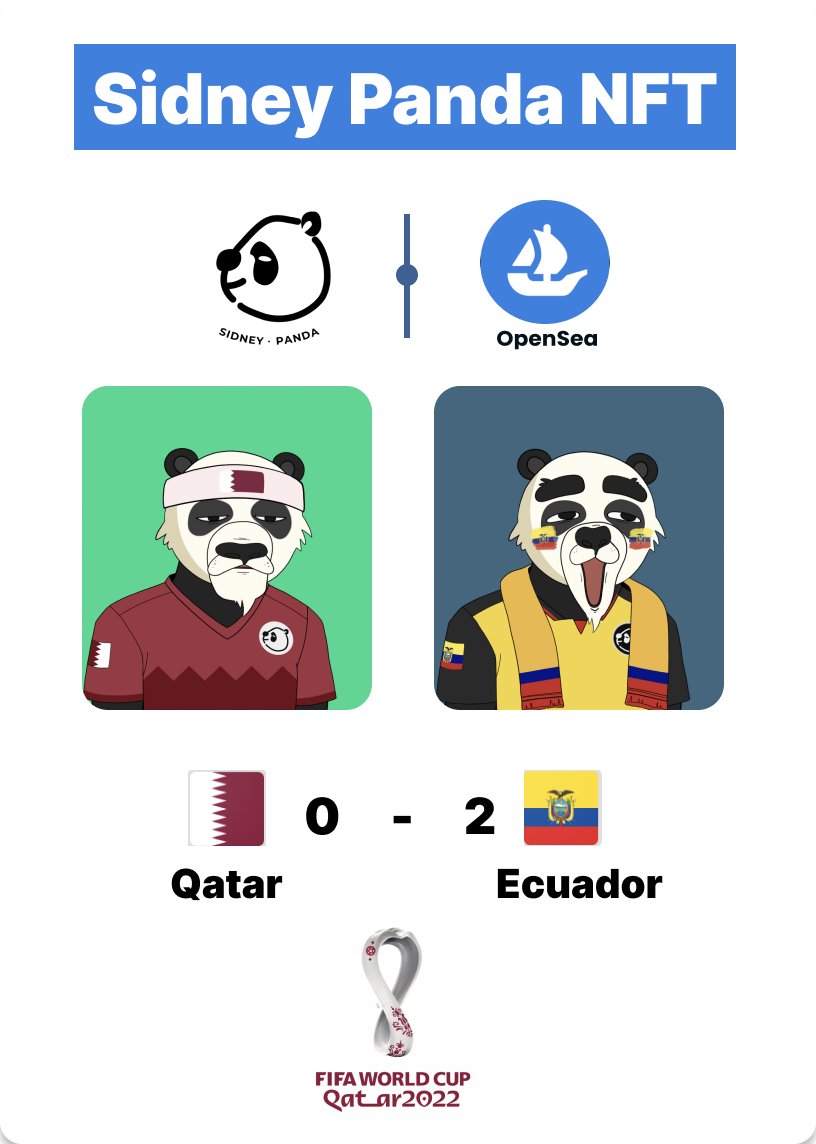 sidney_panda's tweet photo. Qatar 0-2 Ecuador: Enner Valencia at the double as hosts lose World Cup opener for first time
@fifastreamtv @qatarairways @roadtoWC2026 
@sidney_panda 

#sidney_panda #NFT #OpenSeaNFT https://t.co/4HEznI7rE6