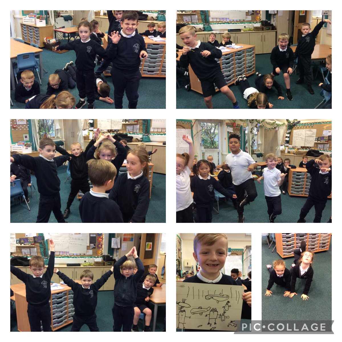 FairfieldFrench's tweet photo. @FPS_2_OwlBabies creating freeze frames from the Christian creation story #FairfieldRE https://t.co/v1C5Cvcha4