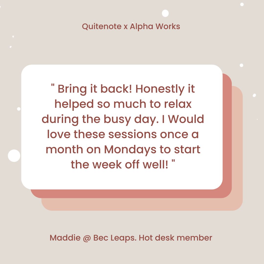 alphaworksB1's tweet photo. We’re so glad our members enjoyed the mindfulness mediation session with music, hosted earlier this month by @quietnote1 Here’s to many more! 🧘🎼 https://t.co/9Xyjuim68L