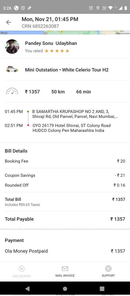 rohitvij88's tweet image. @Olacabs See the case of cheating and poor services by Ola.

Charges taken by the Uber is 587 and charges taken by Ola is 1350+

For the same distance ride.

#Noola #StopOla 

Prefer @Uber @Uber_India @Uber_Support
