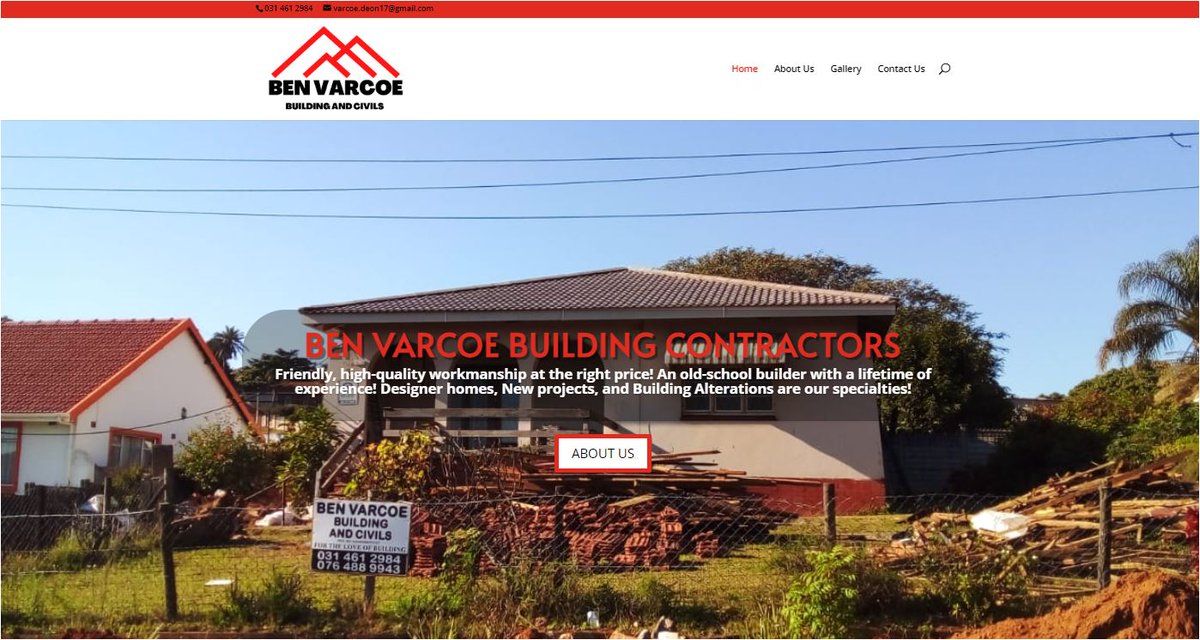 Just 1 of the many 1 page websites we have created. Call us today to find out about our amazing Starter Package which includes a 1 page website. benvarcoebuildingandcivils.co.za
