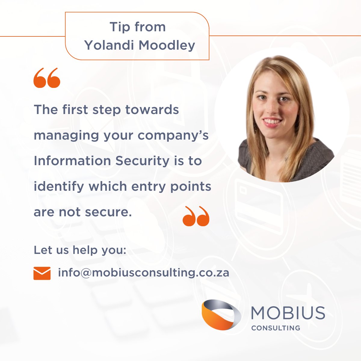 mobius_group's tweet photo. Strengthen your Information Security before the end of 2022. If you need guidance, get in touch with our experts: https://t.co/TrUcCsKe2o

#MobiusConsulting
#InformationSecurityTips
#InformationSecurityAwareness https://t.co/t9cfBPXAMo