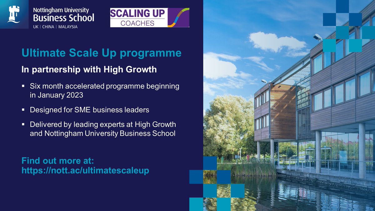 There's just one week left to make the most of the early bird offer for our Ultimate Scale Up programme. Sign up before 30th November for a 20% discount. UoN alumni can also receive a further discount. Find out more: nott.ac/ultimatescaleup