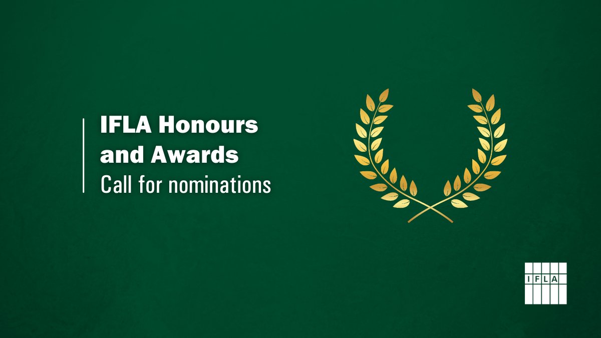 Can you think of someone who has made a distinguished contribution to IFLA or the global library field? 

The Call for IFLA’s  #Honours &amp; #Awards nominations is now open: bit.ly/3GCBbpV

This can be an opportunity to acknowledge a colleague that you admire and respect!