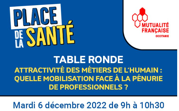 #Evénement🗓️RDV le mercredi 9 décembre de 9h à 10h30 à #Montpellier pour notre Table ronde #Placedelasante "Attractivité des métiers de l’humain, quelle mobilisation face à la pénurie de professionnels ?" IL RESTE DES PLACES ‼️ <a href="/mutualite_fr/">Mutualité Française</a>
👉bit.ly/3U5YTPj