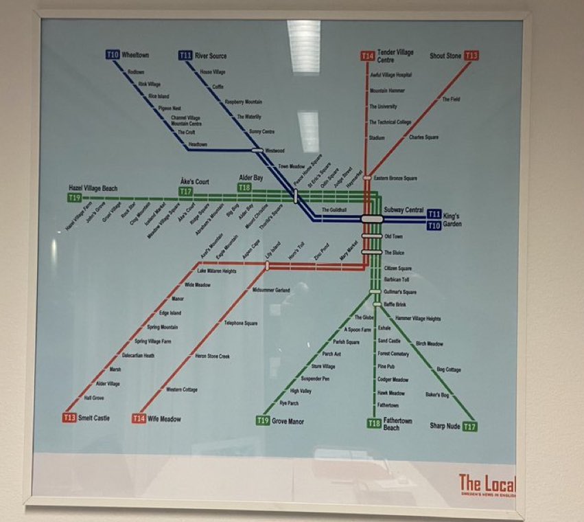 Stockholm subway system for an english speaker <a href="/visitstockholm/">Visit Stockholm</a> <a href="/Akatunnelbana/">Åka Tunnelbana</a> <a href="/Sweden/">Sweden</a> #funny #swenglish