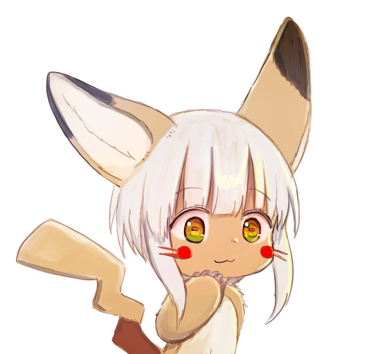 nanachi (made in abyss) 1other furry tail white background :3 animal ears white hair  illustration images