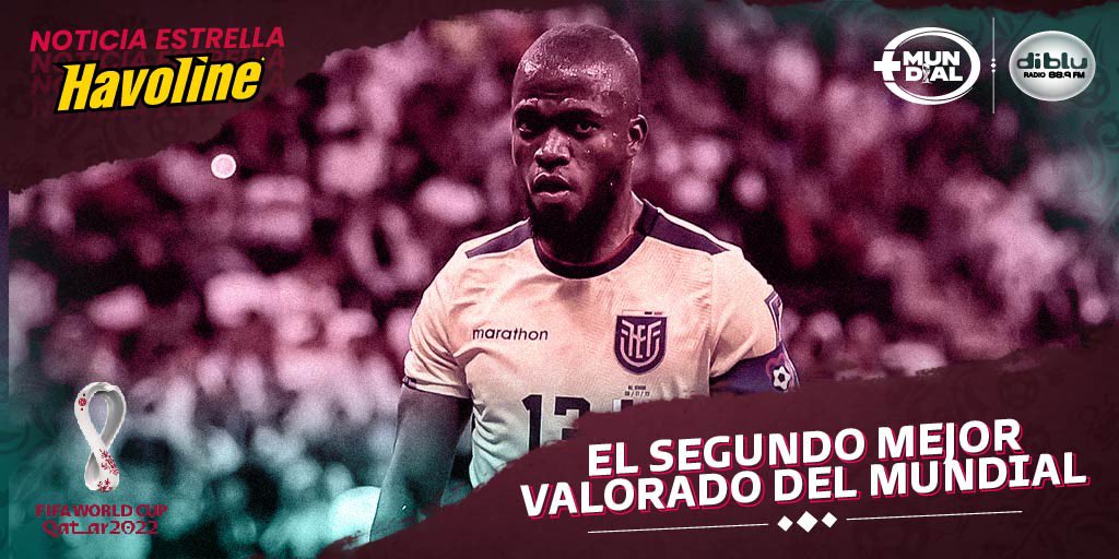 RadioDibluFM's tweet photo. 🔝¡ENTRE LOS MEJORES DEL MUNDIAL HASTA AHORA!

La actuación de Enner Valencia 🇪🇨 ante #QAT es la segunda mejor valorado por la #FIFA en el Mundial 🔥

‘Superman’ obtuvo una valoración de 8.7, solo superado por Griezmann 🇫🇷 que tuvo 8.8 ante #AUS 

#NoticiaEstrellaHavoline 💫 https://t.co/UpKjWbGLZe